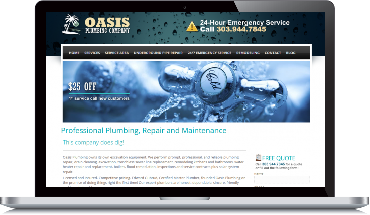 Desktop Screenshot of Oasis Plumbing Co