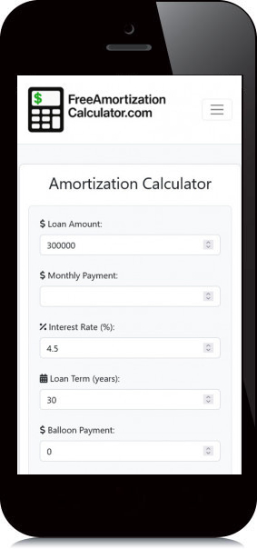 Mobile Screenshot of Free Amortization Calculator