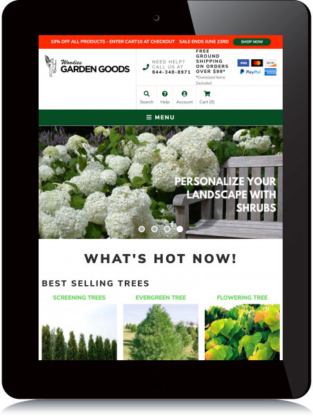 Tablet Screenshot of Woodies Garden Goods